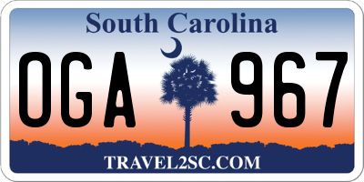 SC license plate OGA967