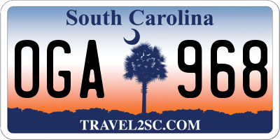 SC license plate OGA968