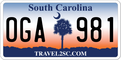 SC license plate OGA981