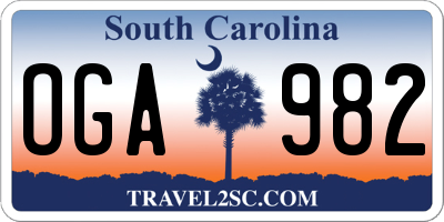 SC license plate OGA982