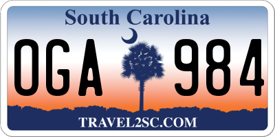 SC license plate OGA984