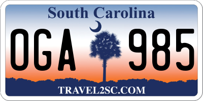 SC license plate OGA985