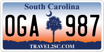 SC license plate OGA987