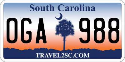 SC license plate OGA988