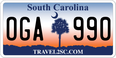 SC license plate OGA990