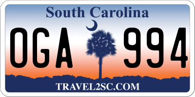 SC license plate OGA994