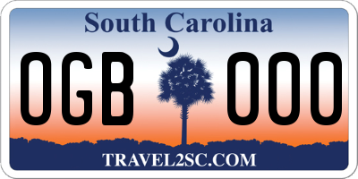 SC license plate OGB000