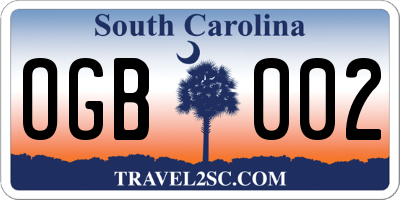 SC license plate OGB002