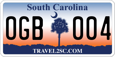 SC license plate OGB004