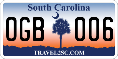 SC license plate OGB006