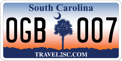 SC license plate OGB007