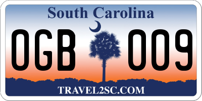 SC license plate OGB009