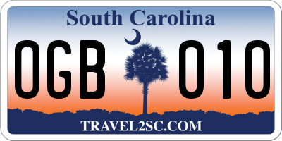SC license plate OGB010