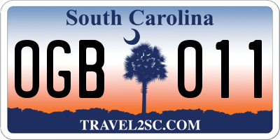 SC license plate OGB011