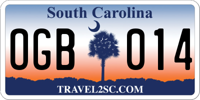 SC license plate OGB014