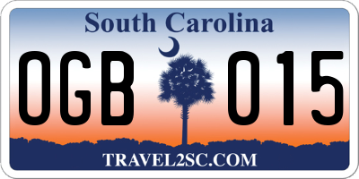 SC license plate OGB015