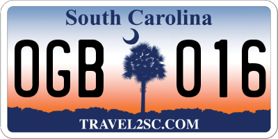 SC license plate OGB016