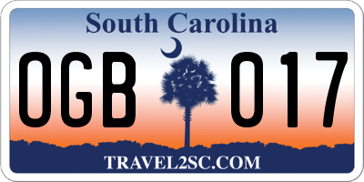 SC license plate OGB017