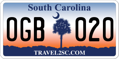 SC license plate OGB020