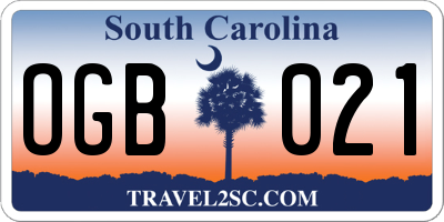 SC license plate OGB021