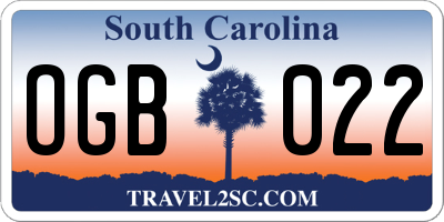 SC license plate OGB022