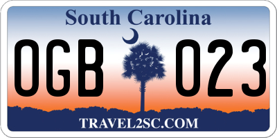 SC license plate OGB023