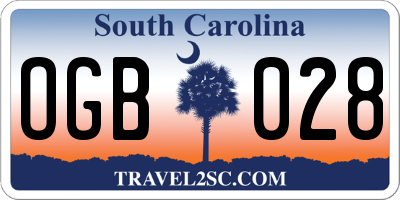 SC license plate OGB028