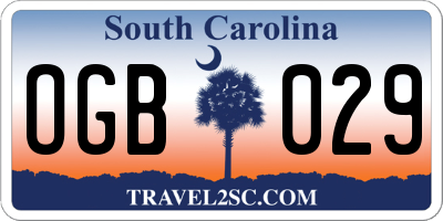 SC license plate OGB029