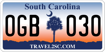 SC license plate OGB030