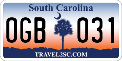SC license plate OGB031