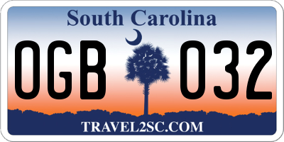 SC license plate OGB032