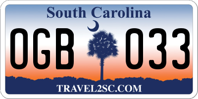 SC license plate OGB033