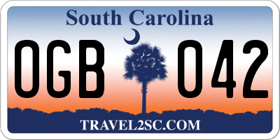 SC license plate OGB042