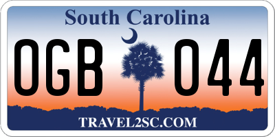 SC license plate OGB044
