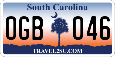 SC license plate OGB046