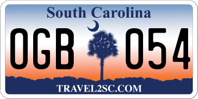 SC license plate OGB054