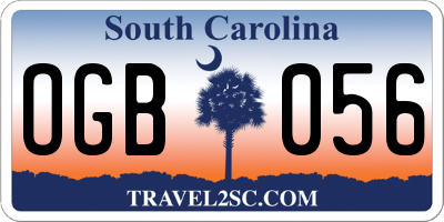 SC license plate OGB056
