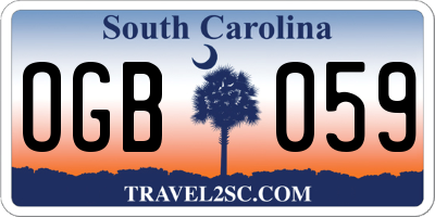 SC license plate OGB059