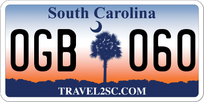 SC license plate OGB060