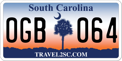 SC license plate OGB064