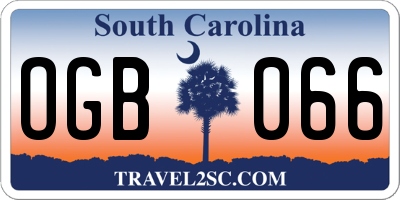 SC license plate OGB066