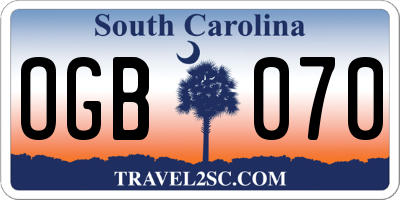 SC license plate OGB070