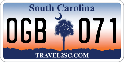 SC license plate OGB071