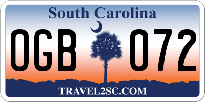SC license plate OGB072