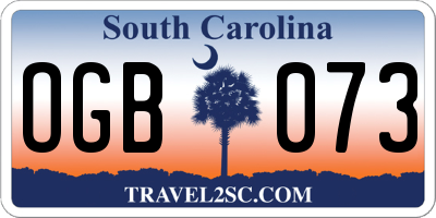 SC license plate OGB073
