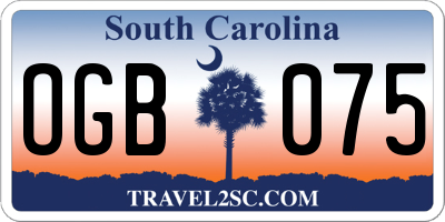 SC license plate OGB075