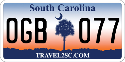 SC license plate OGB077