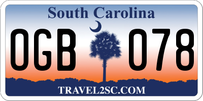 SC license plate OGB078