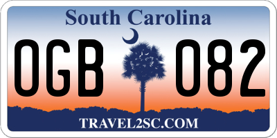 SC license plate OGB082