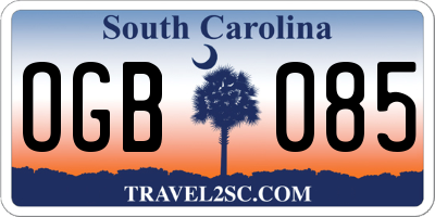 SC license plate OGB085